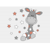 Houten muursticker - Giraf Zazu met sterren/bloemen - roest (naam optioneel) (60x60cm)